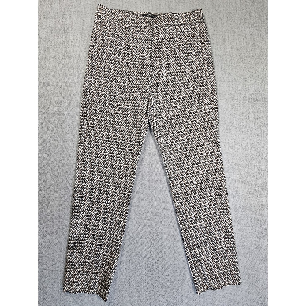 Weekend Max Mara Geometric Black Ivory Brown Slim Cigarette Belted Pockets Sz 2